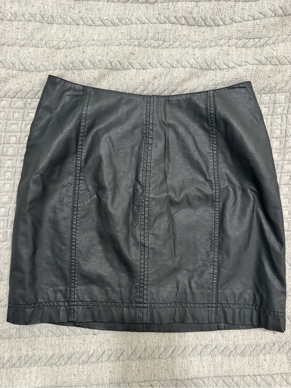 Free People Black Faux Leather Panel Mini Skirt